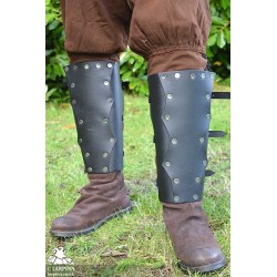 Ajax Leather Leg Greaves - Black