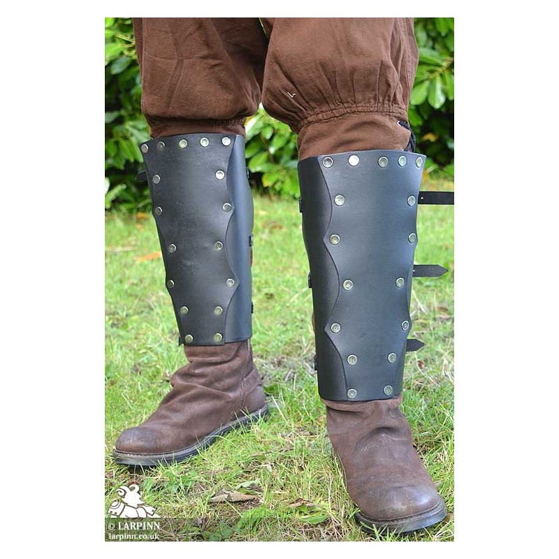 Ajax Leather Leg Greaves - Black