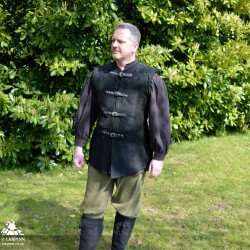 Garen Leather Vest - Short - Black