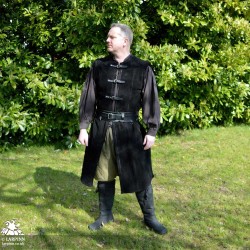 Garen Leather Vest - Long - Black