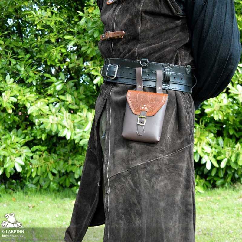 Corym Odin A6 Leather Pouch - Brown - Purse - Belt Bag - LARP Costume