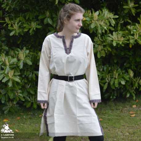 Medieval-Re enactment-Larp-Cosplay-LONG SLEEVED LONG TUNIC Natural Sizes Sml-4XL 