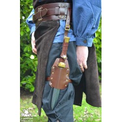 Earl Dagger Leg Scabbard - Brown - With Handle Popper