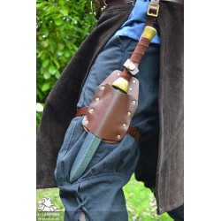 Earl Dagger Leg Scabbard - Brown - With Handle Popper