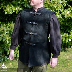 Garen Leather Vest - Short - Black