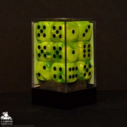 Dice Block - 12 Vortex Bright Green/Black - Six Sided D6