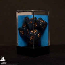 Dice Block - 7 Opaque Dusty Blue/Copper - Polyhedral-Die Set
