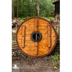 Thegn Saxon Shield - Green Stripe - 32IN - LARP