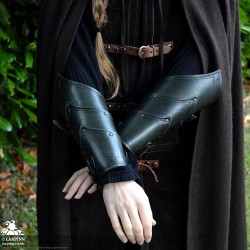 Alistair Leather Arm Bracers - Green