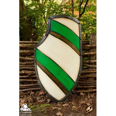 Knight's Shield - Green & White - 32IN x 21IN - LARP