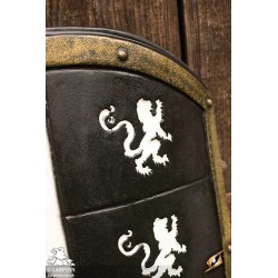 Lion Knight Shield - White & Gold - 32IN x 20IN - LARP