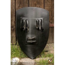 Lion Knight Shield - White & Gold - 32IN x 20IN - LARP