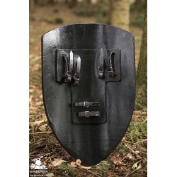 Checkered Knight Shield - White & Gold - 32IN x 20IN - LARP