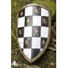 Checkered Knight Shield - White & Gold - 32IN x 20IN - LARP