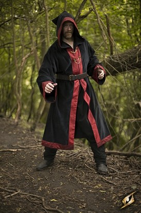 Wizard Robe - Black/Red - Velvet Mage Robe - LARP Costume - Harry