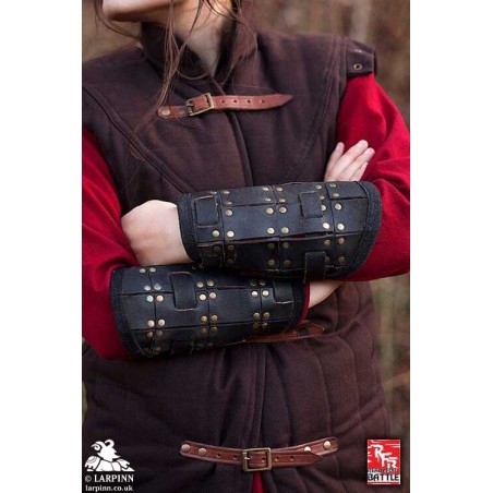 Fighter Leather Bracers - S - Black