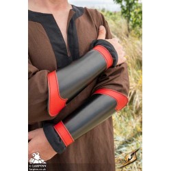 Warrior Bracers - Faux Leather - Black & Red