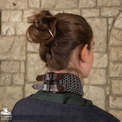 Chainmail Collar with Brown Leather