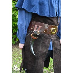 Viking Buckled Drinking Horn Holder - Brown