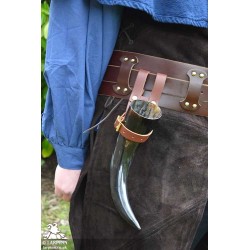 Viking Buckled Drinking Horn Holder - Brown