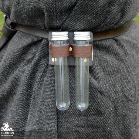 Yanif Potion Vile Holder - 2 Bottles - Brown