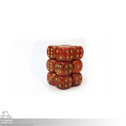 Dice Block - 12 Scarab Scarlet/Gold - Six Sided D6