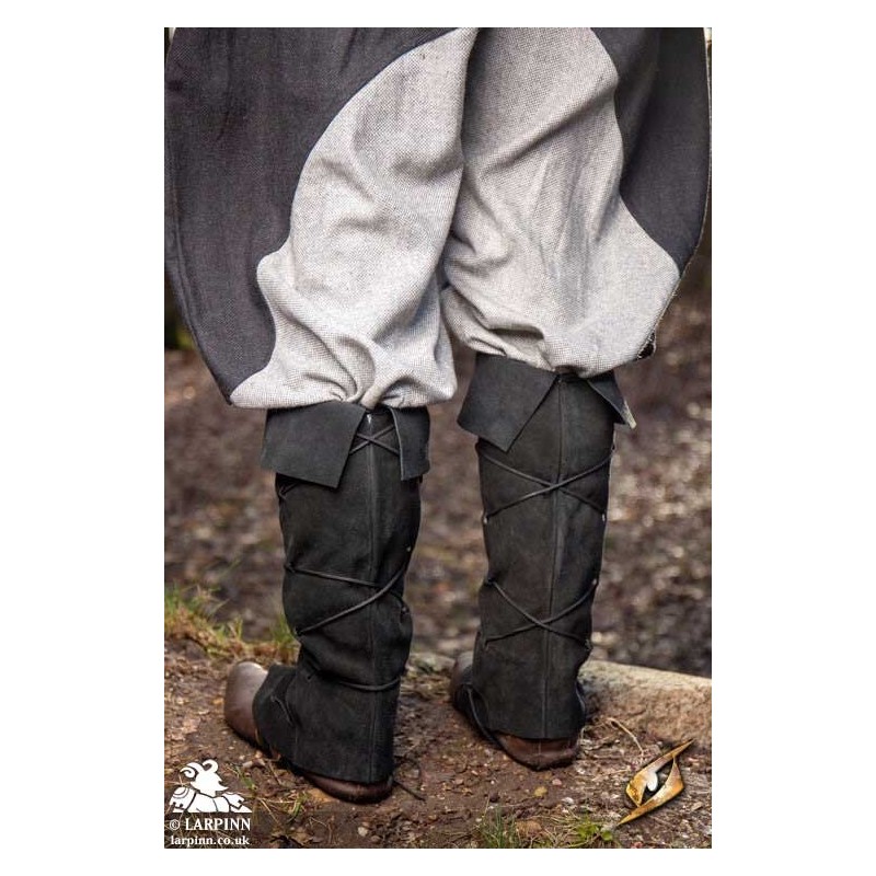 Theoderic Gaiters - Black - Leather Boot Covers - LARP Costume