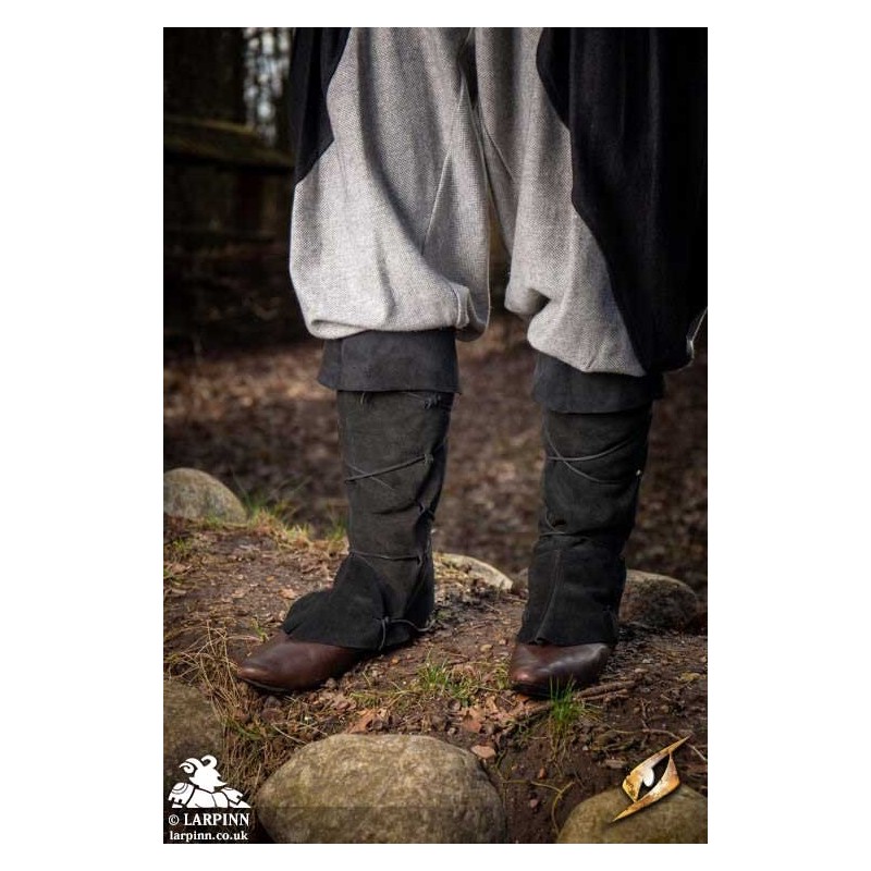 Theoderic Gausser Theoderic Gaiters - Black - Leather Boot Covers - LARP Costume