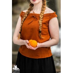 Adele Sleeveless Medieval Blouse - Orange