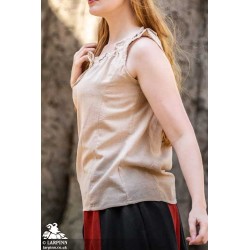 Adele Sleeveless Medieval Blouse - Cream