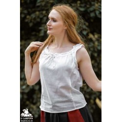 Adele Sleeveless Medieval Blouse - White