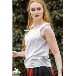 Adele Sleeveless Medieval Blouse - White