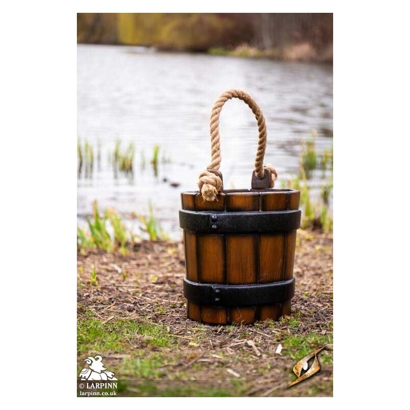 Water Bucket - Coreless LARP Throwing Weapon - Foam Props - Wooden Bucket