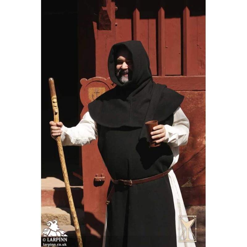 Liripiped Hood - Brushed Wool - Black - LARP Costumes