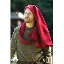 Liripiped Hood - Brushed Wool - Red - LARP Costumes
