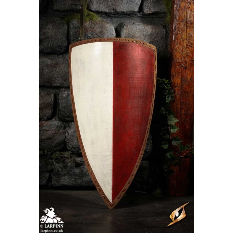 Heater Shield - White & Red - 22IN x 36IN - LARP Shield