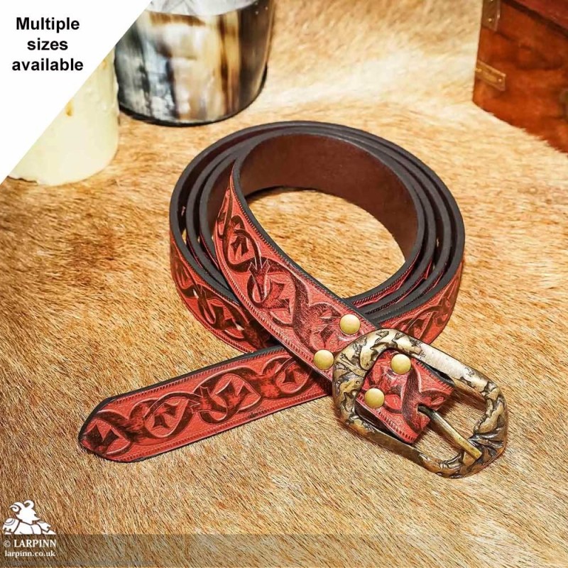 Thorn Belt - Maroon - Leather LARP Costume