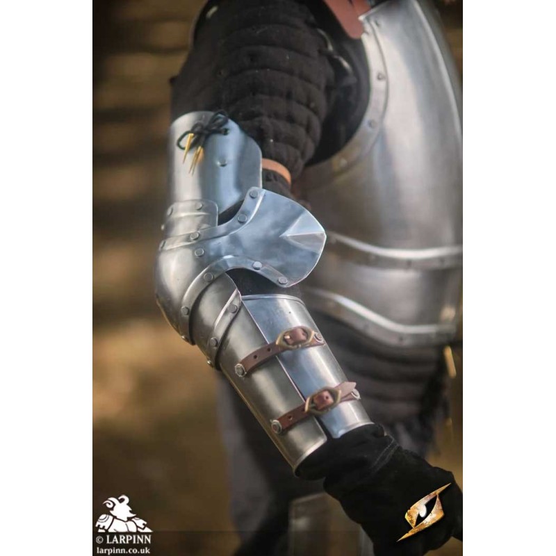 Captain Arm Protection - Plain Silver - LARP Armour - Plate