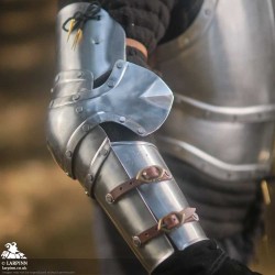 Captain Arm Protection - Plain Silver - LARP Armour - Plate