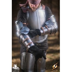 Captain Arm Protection - Plain Silver - LARP Armour - Plate