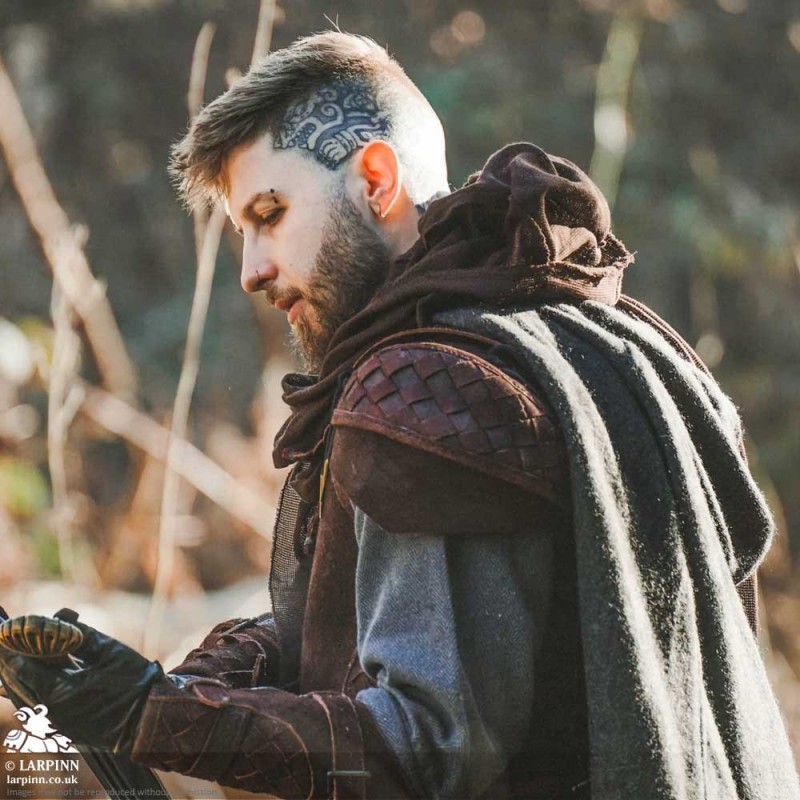 Ranger Leather LARP Shoulders - Suede - Brown - LARP Armour