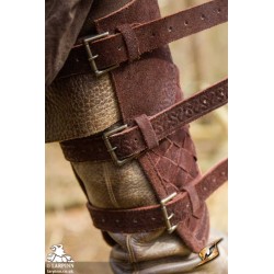 Ranger Leather LARP Greaves - Suede - Brown - LARP Armour