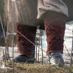 Ranger Leather LARP Greaves - Suede - Brown - LARP Armour