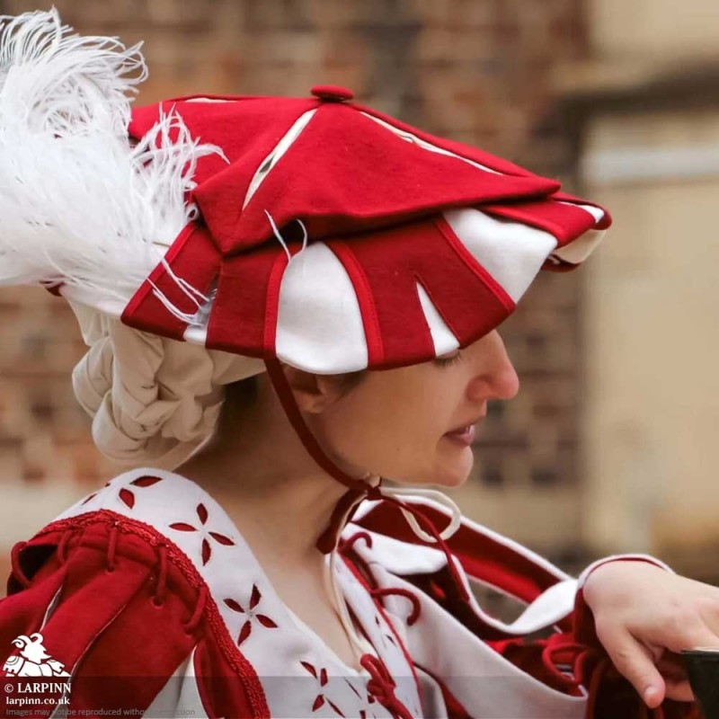 Landsknecht Hat - Red & White - LARP Costume