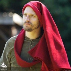 Liripiped Hood - Brushed Wool - Red - LARP Costume