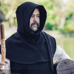 Liripiped Hood - Brushed Wool - Black - LARP Costume