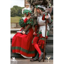 Landsknecht Hat - Green & Red - LARP Costumes
