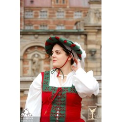 Landsknecht Hat - Green & Red - LARP Costumes