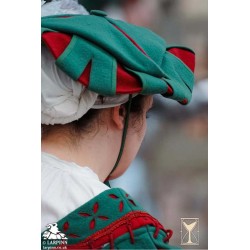 Landsknecht Hat - Green & Red - LARP Costumes