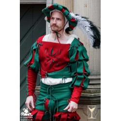Landsknecht Sleeve - Waterfall - Green & Red - LARP Costumes